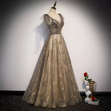 A line Sleeveless Tulle Prom Dresses HZ1023